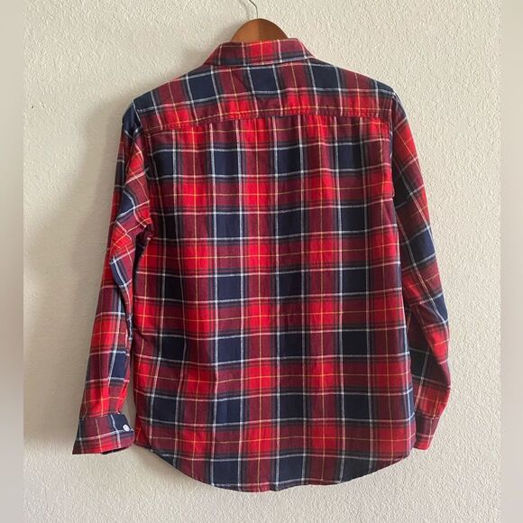 NWT Tommy Hilfiger Boys Plaid Cotton Red Long Sleeve Button Down Shirt Large - Picture 2 of 6
